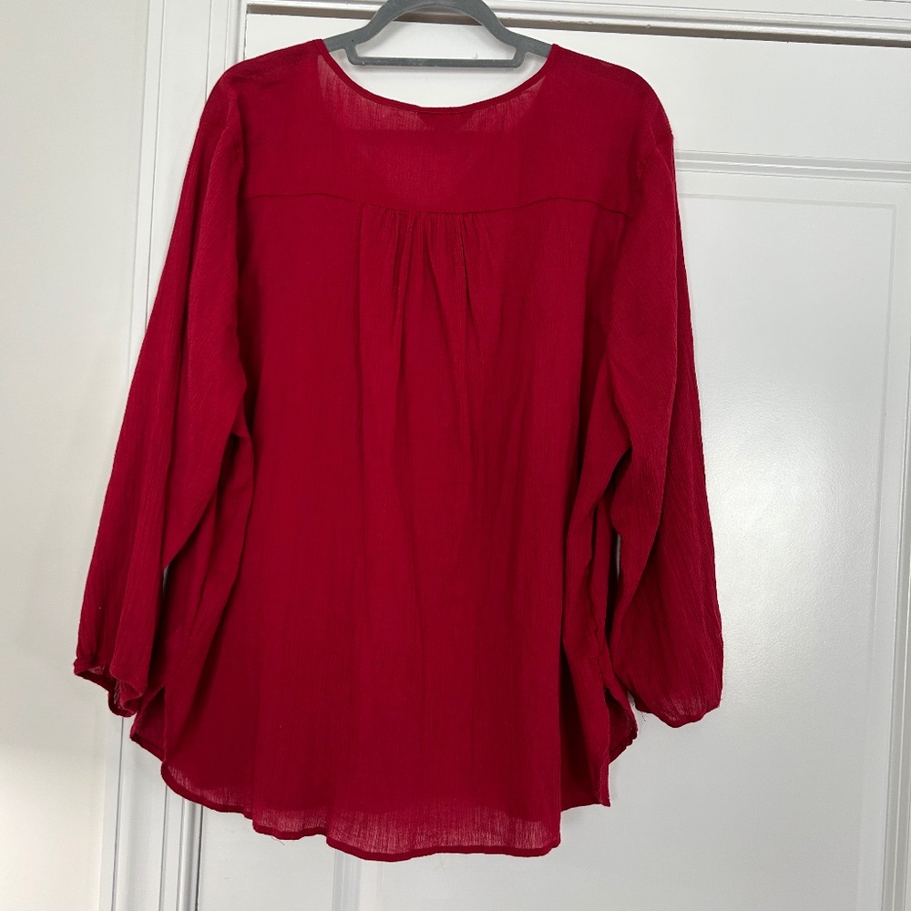 Pretty Red Flowy Long Sleeve Top - Picture 7 of 7